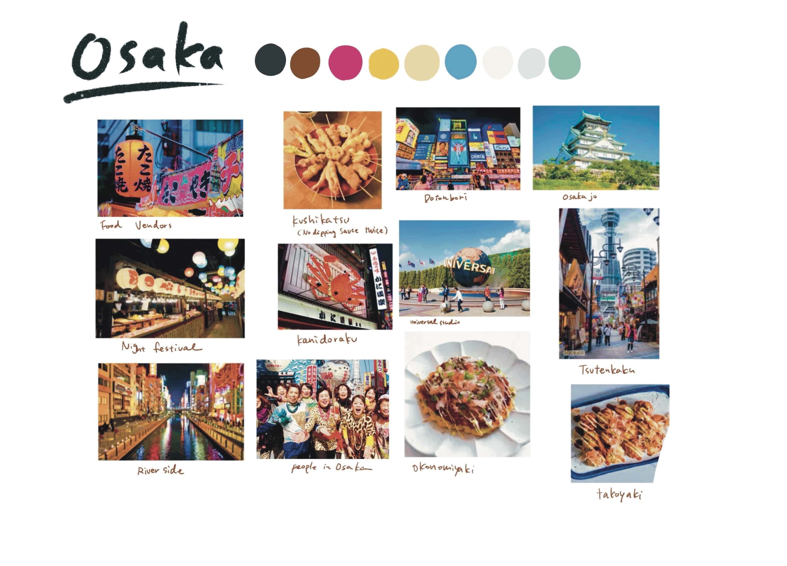 Osaka Glow Puzzle references and color palette