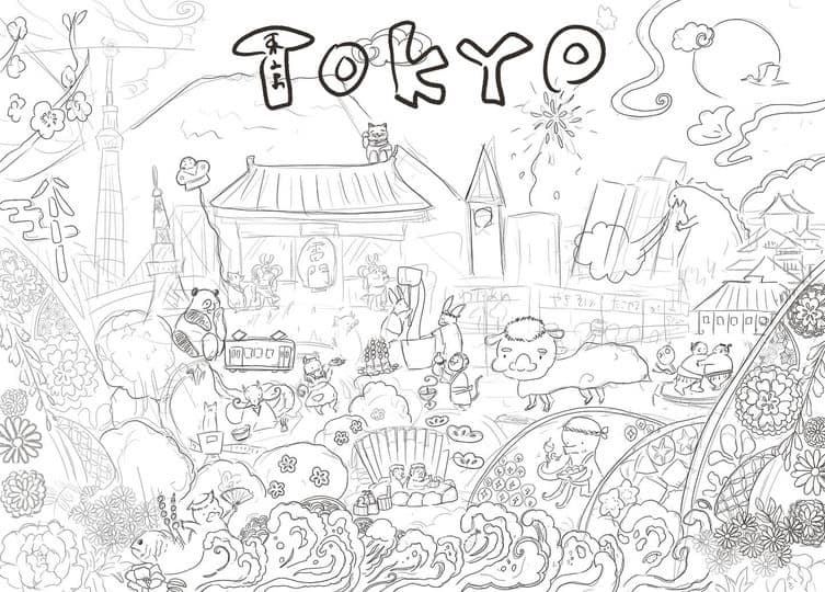 Tokyo Treasure Puzzle rough sketches of layout without colors
